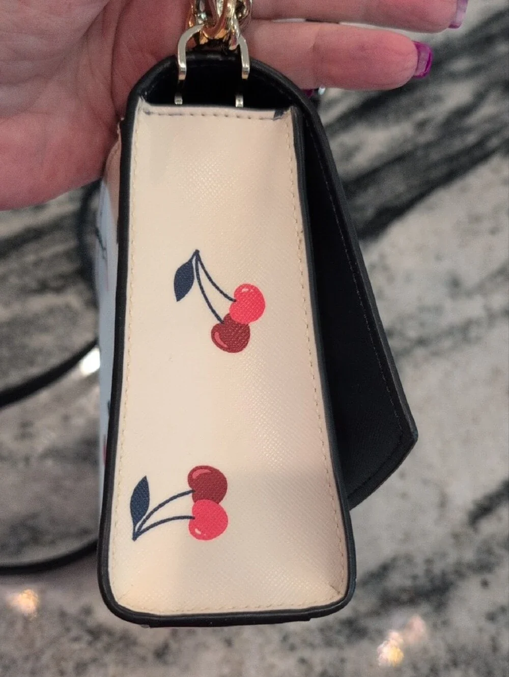 kate spade Cream Crossbody with Pink Cherry Print